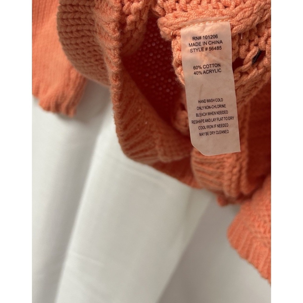 Soft Surroundings Cardigan Sweater Open Knit Coral Orange Womens 1X - Picture 5 of 5
